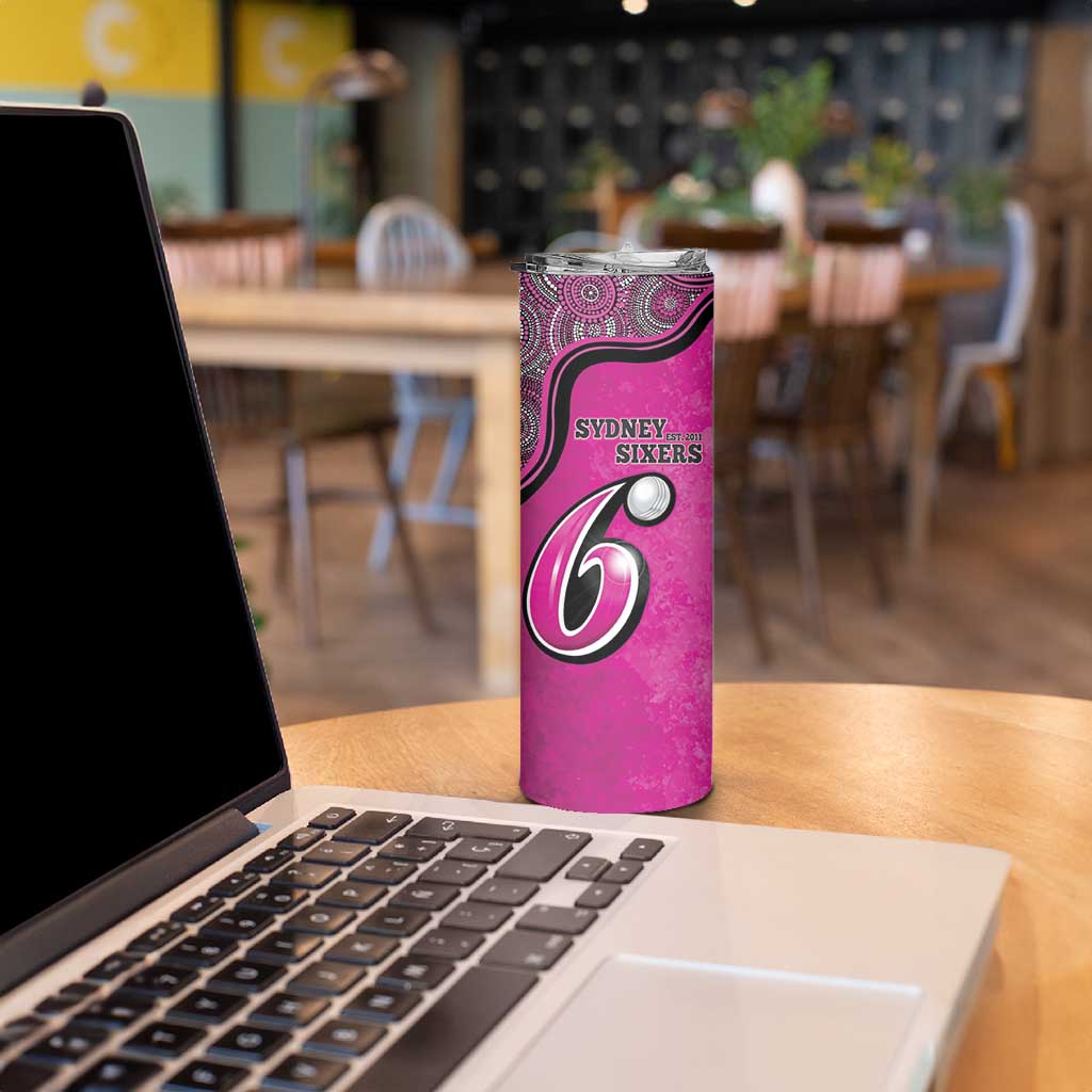 Custom Sydney Sixers Skinny Tumbler Indigenous Art - Grunge Style