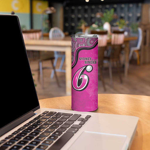 Custom Sydney Sixers Skinny Tumbler Indigenous Art - Grunge Style