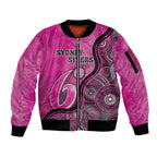 Custom Sydney Sixers Sleeve Zip Bomber Jacket Indigenous Art - Grunge Style