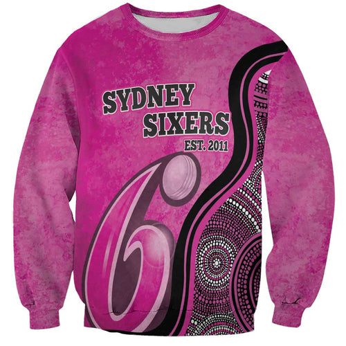 Custom Sydney Sixers Sweatshirt Indigenous Art - Grunge Style