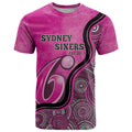 Custom Sydney Sixers T Shirt Indigenous Art - Grunge Style