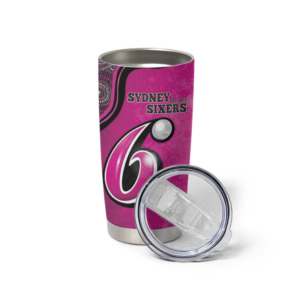 Custom Sydney Sixers Tumbler Cup Indigenous Art - Grunge Style