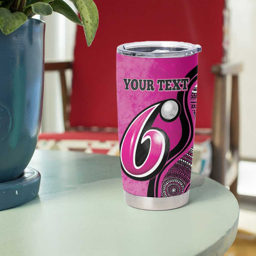 Custom Sydney Sixers Tumbler Cup Indigenous Art - Grunge Style