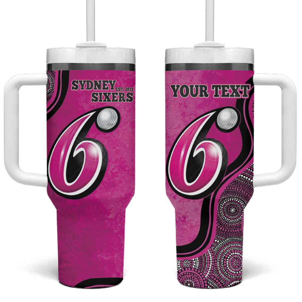 Custom Sydney Sixers Tumbler With Handle Indigenous Art - Grunge Style