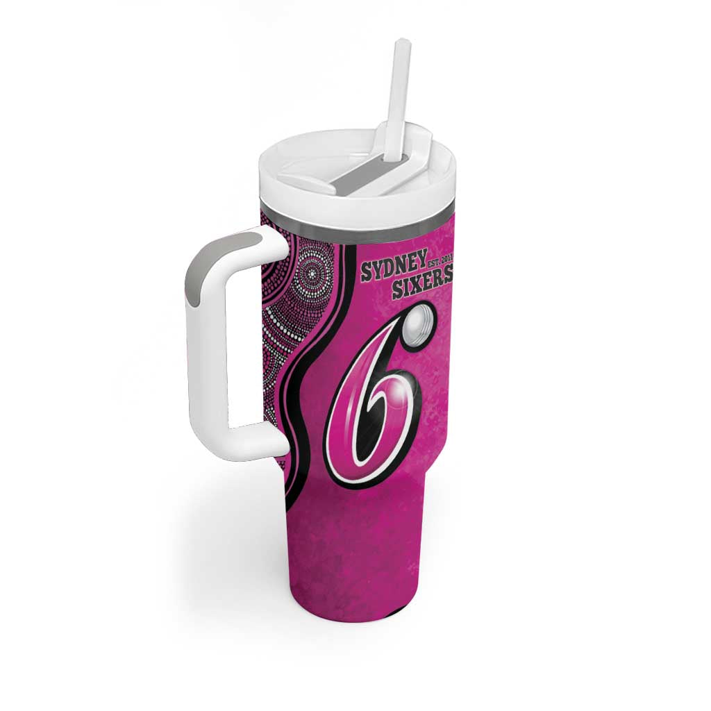 Custom Sydney Sixers Tumbler With Handle Indigenous Art - Grunge Style