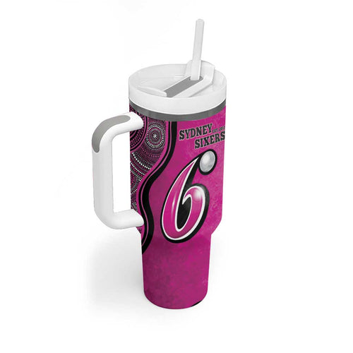 Custom Sydney Sixers Tumbler With Handle Indigenous Art - Grunge Style