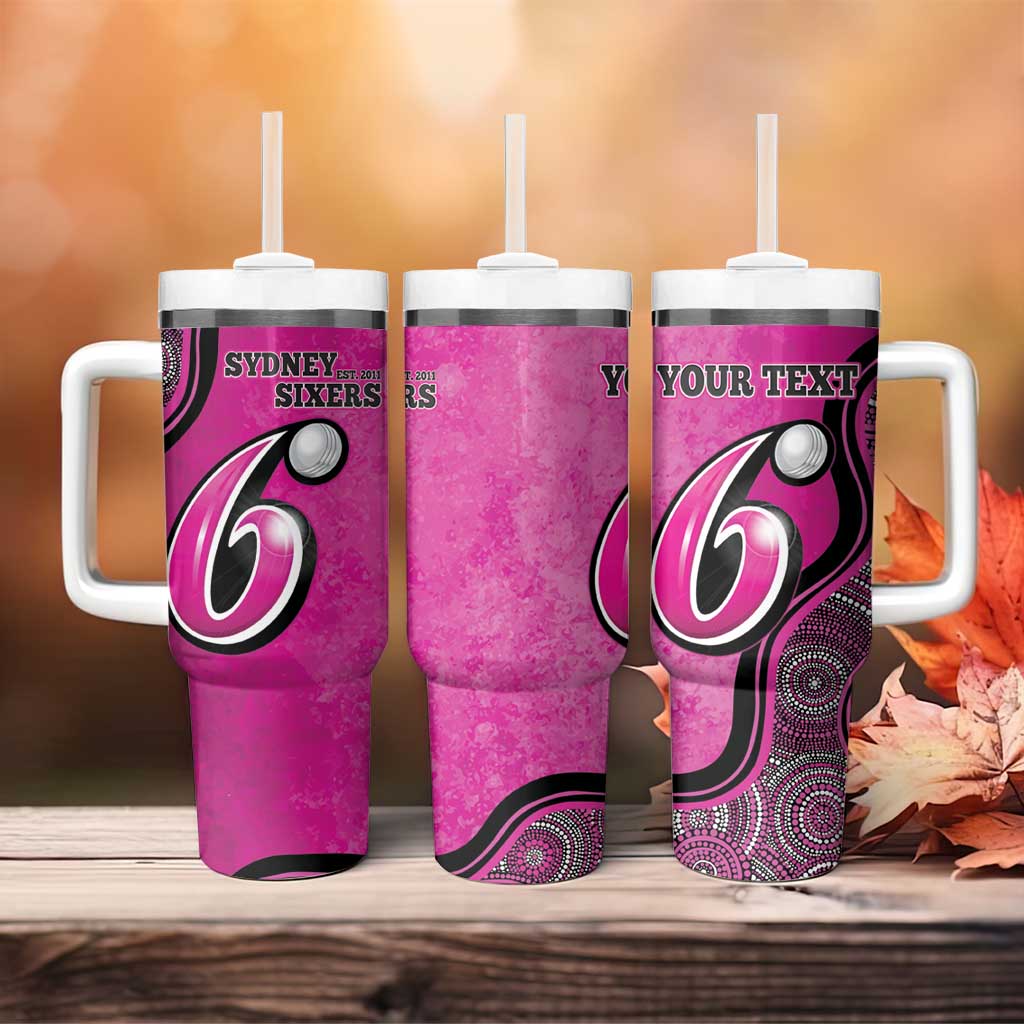Custom Sydney Sixers Tumbler With Handle Indigenous Art - Grunge Style