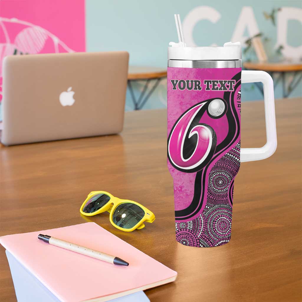 Custom Sydney Sixers Tumbler With Handle Indigenous Art - Grunge Style