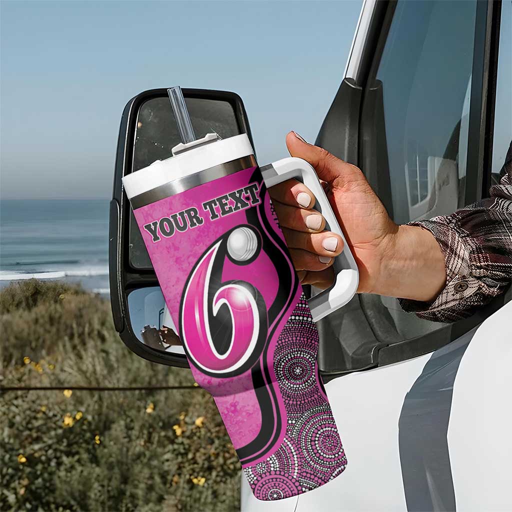 Custom Sydney Sixers Tumbler With Handle Indigenous Art - Grunge Style