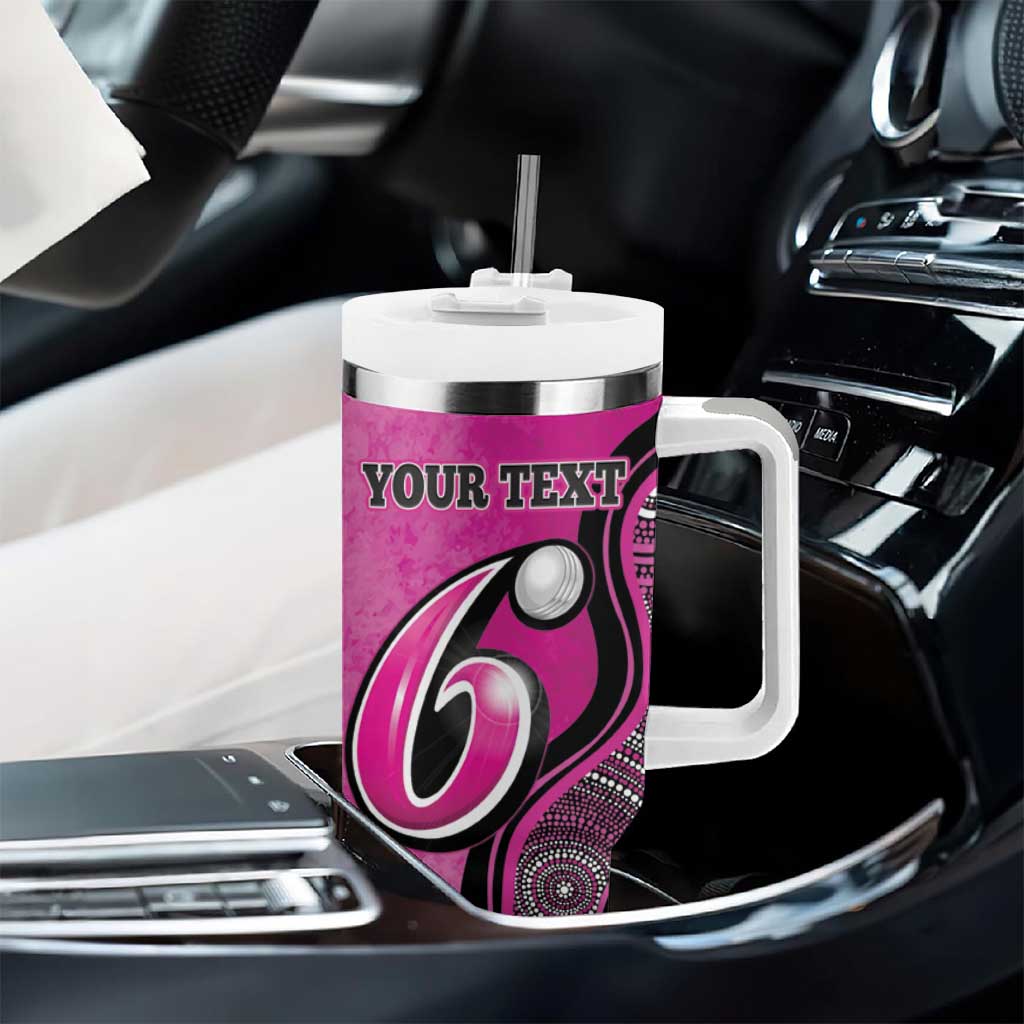 Custom Sydney Sixers Tumbler With Handle Indigenous Art - Grunge Style