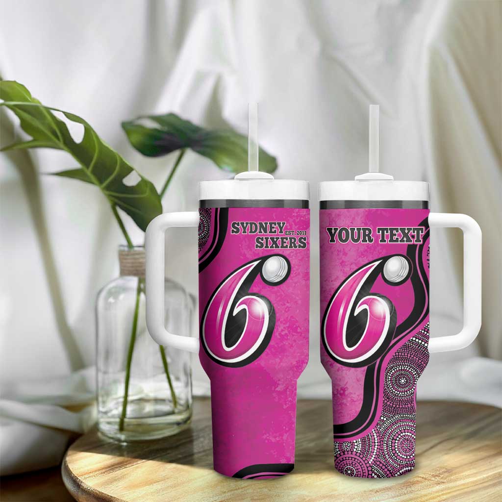 Custom Sydney Sixers Tumbler With Handle Indigenous Art - Grunge Style