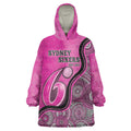 Custom Sydney Sixers Wearable Blanket Hoodie Indigenous Art - Grunge Style