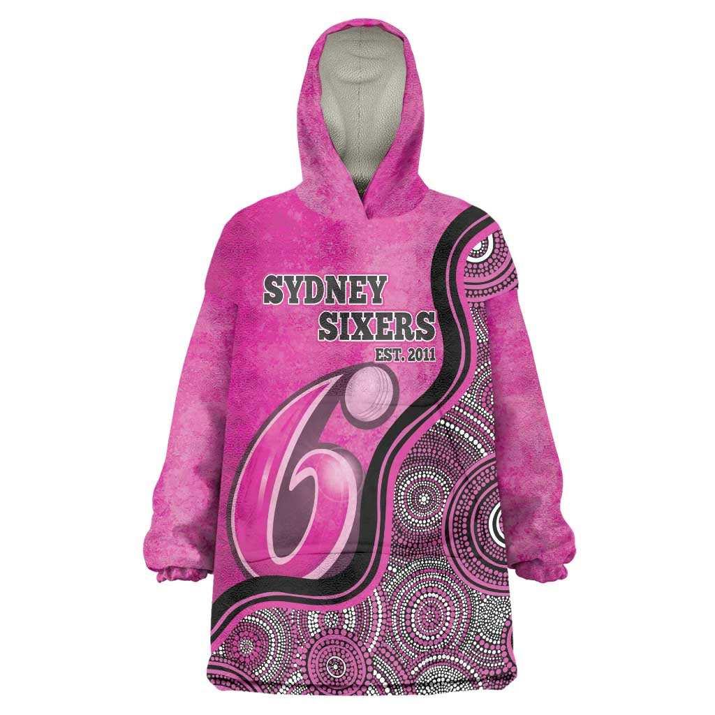 Custom Sydney Sixers Wearable Blanket Hoodie Indigenous Art - Grunge Style