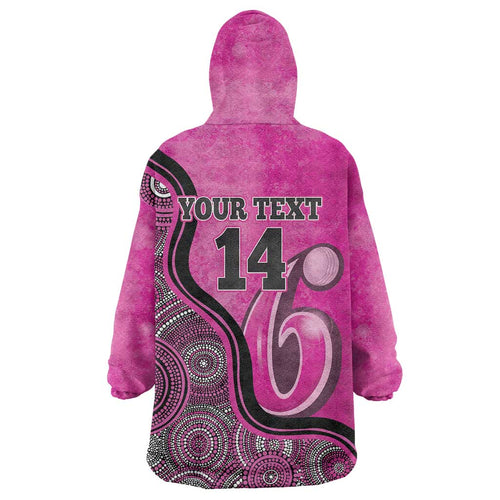 Custom Sydney Sixers Wearable Blanket Hoodie Indigenous Art - Grunge Style
