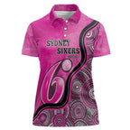 Custom Sydney Sixers Women Polo Shirt Indigenous Art - Grunge Style