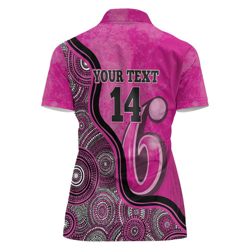 Custom Sydney Sixers Women Polo Shirt Indigenous Art - Grunge Style
