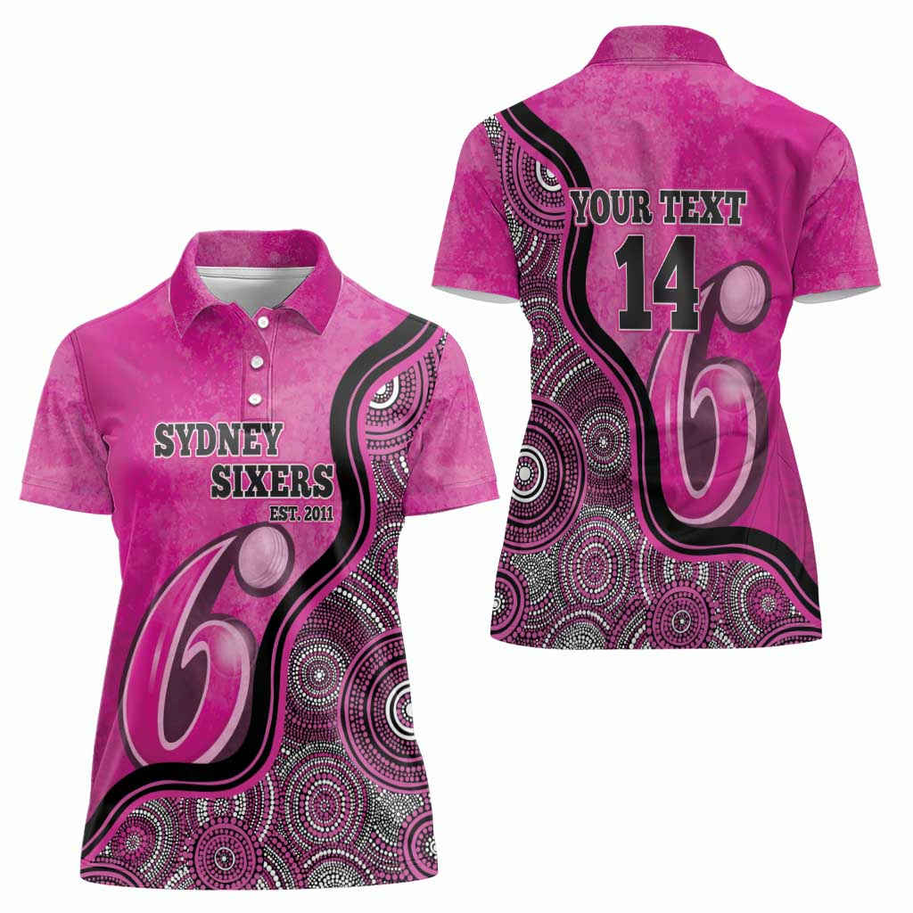 Custom Sydney Sixers Women Polo Shirt Indigenous Art - Grunge Style