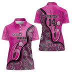 Custom Sydney Sixers Women Polo Shirt Indigenous Art - Grunge Style
