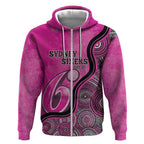 Custom Sydney Sixers Zip Hoodie Indigenous Art - Grunge Style