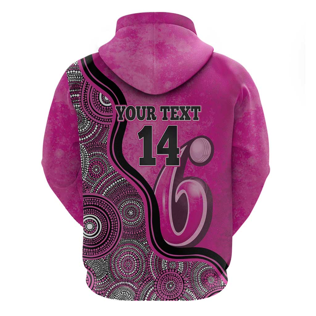 Custom Sydney Sixers Zip Hoodie Indigenous Art - Grunge Style