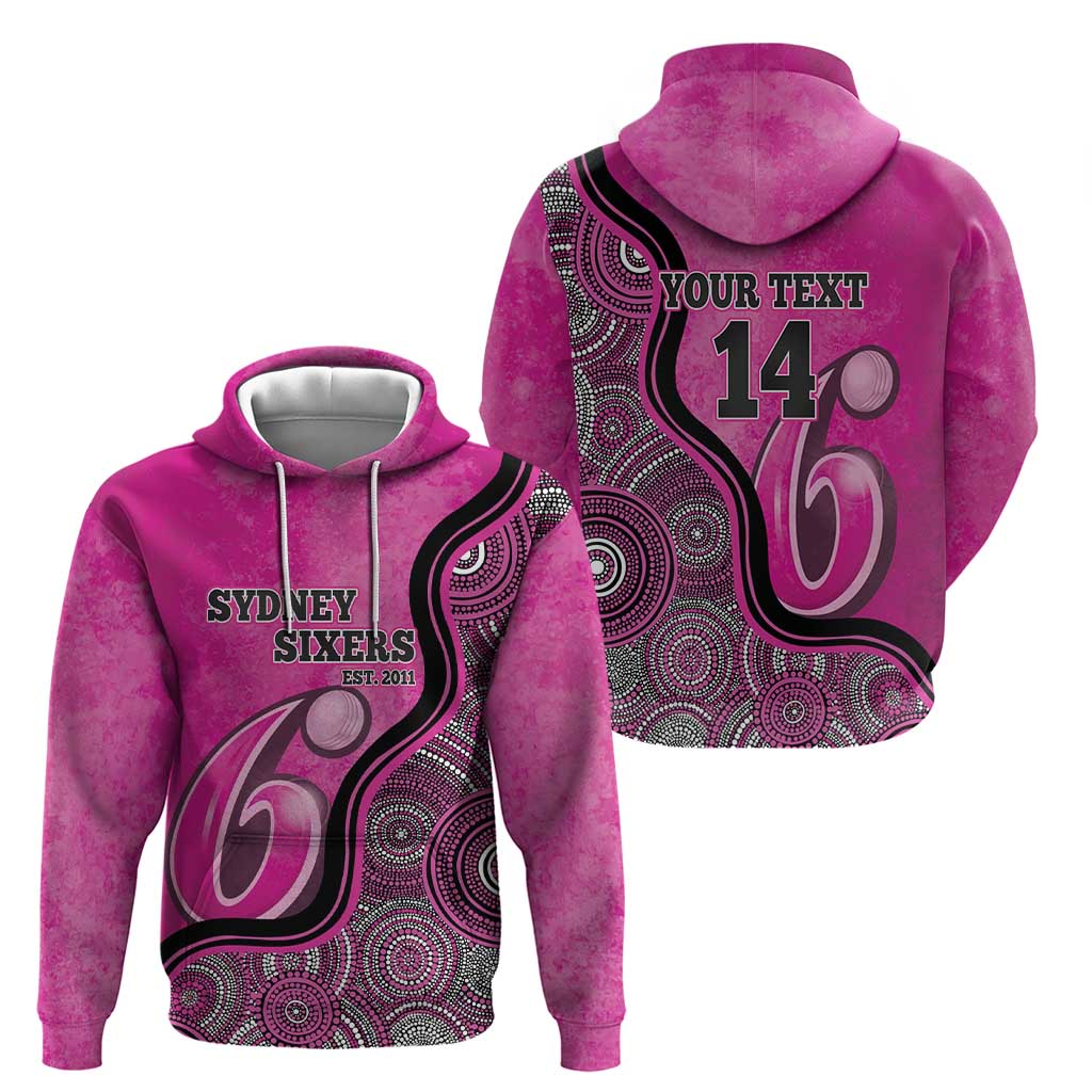 Custom Sydney Sixers Zip Hoodie Indigenous Art - Grunge Style