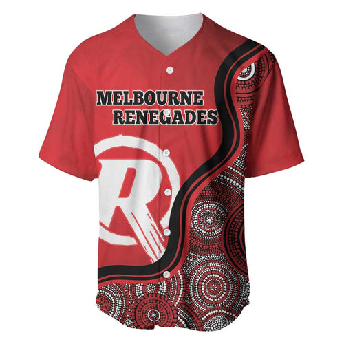 Custom Melbourne Renegades Baseball Jersey Indigenous Art - Grunge Style