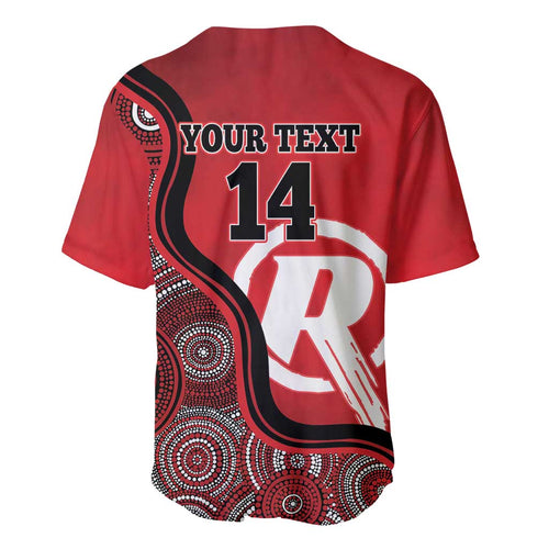 Custom Melbourne Renegades Baseball Jersey Indigenous Art - Grunge Style
