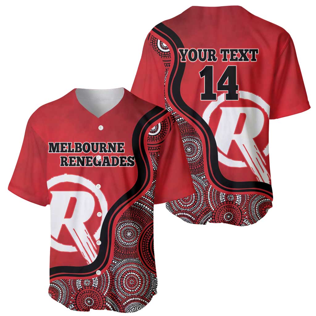 Custom Melbourne Renegades Baseball Jersey Indigenous Art - Grunge Style