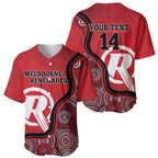 Custom Melbourne Renegades Baseball Jersey Indigenous Art - Grunge Style