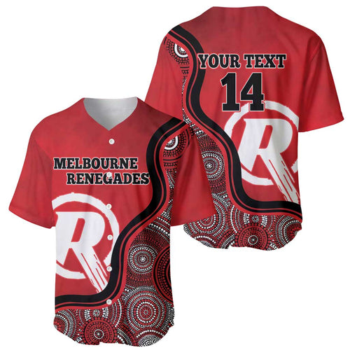 Custom Melbourne Renegades Baseball Jersey Indigenous Art - Grunge Style