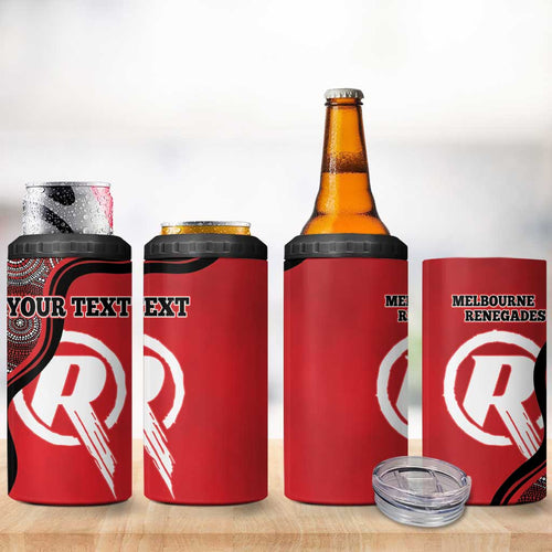 Custom Melbourne Renegades 4 in 1 Can Cooler Tumbler Indigenous Art - Grunge Style
