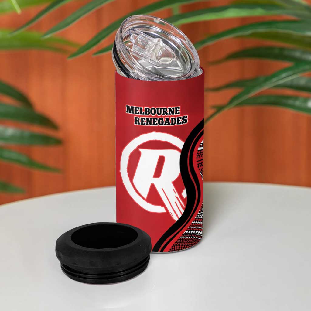 Custom Melbourne Renegades 4 in 1 Can Cooler Tumbler Indigenous Art - Grunge Style