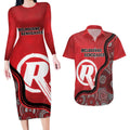 Custom Melbourne Renegades Couples Matching Long Sleeve Bodycon Dress and Hawaiian Shirt Indigenous Art - Grunge Style