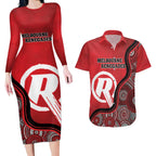 Custom Melbourne Renegades Couples Matching Long Sleeve Bodycon Dress and Hawaiian Shirt Indigenous Art - Grunge Style