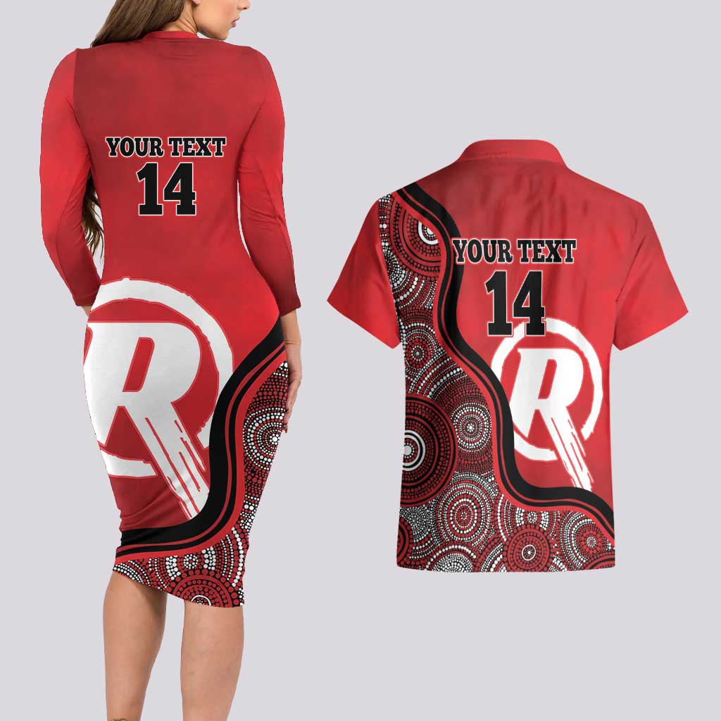 Custom Melbourne Renegades Couples Matching Long Sleeve Bodycon Dress and Hawaiian Shirt Indigenous Art - Grunge Style