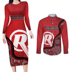 Custom Melbourne Renegades Couples Matching Long Sleeve Bodycon Dress and Long Sleeve Button Shirt Indigenous Art - Grunge Style