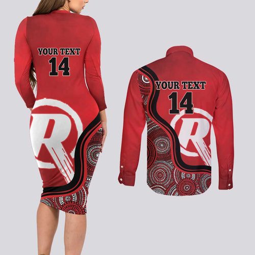 Custom Melbourne Renegades Couples Matching Long Sleeve Bodycon Dress and Long Sleeve Button Shirt Indigenous Art - Grunge Style