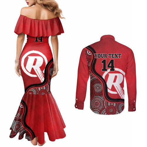 Custom Melbourne Renegades Couples Matching Mermaid Dress and Long Sleeve Button Shirt Indigenous Art - Grunge Style