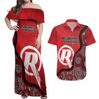 Custom Melbourne Renegades Couples Matching Off Shoulder Maxi Dress and Hawaiian Shirt Indigenous Art - Grunge Style