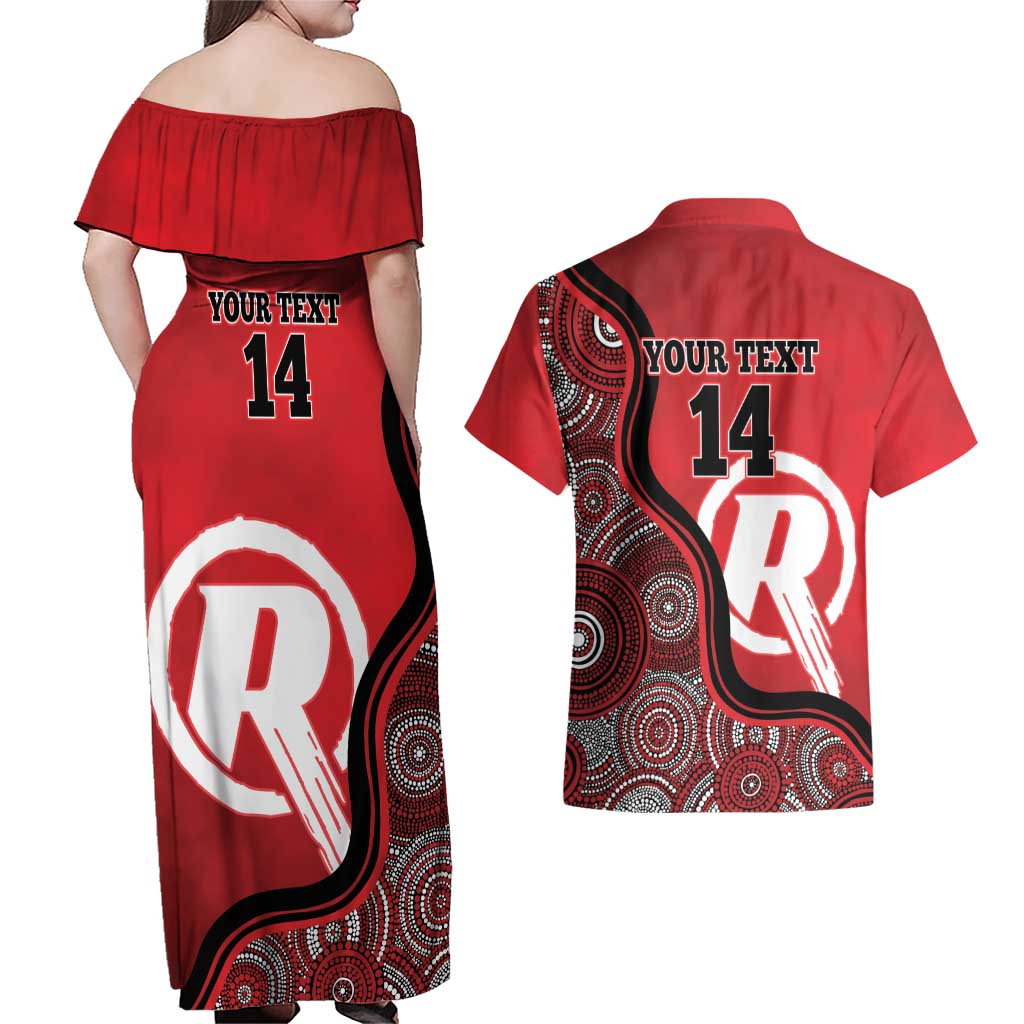 Custom Melbourne Renegades Couples Matching Off Shoulder Maxi Dress and Hawaiian Shirt Indigenous Art - Grunge Style