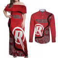 Custom Melbourne Renegades Couples Matching Off Shoulder Maxi Dress and Long Sleeve Button Shirt Indigenous Art - Grunge Style