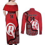 Custom Melbourne Renegades Couples Matching Off Shoulder Maxi Dress and Long Sleeve Button Shirt Indigenous Art - Grunge Style