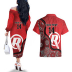 Custom Melbourne Renegades Couples Matching Off The Shoulder Long Sleeve Dress and Hawaiian Shirt Indigenous Art - Grunge Style