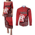 Custom Melbourne Renegades Couples Matching Puletasi and Long Sleeve Button Shirt Indigenous Art - Grunge Style