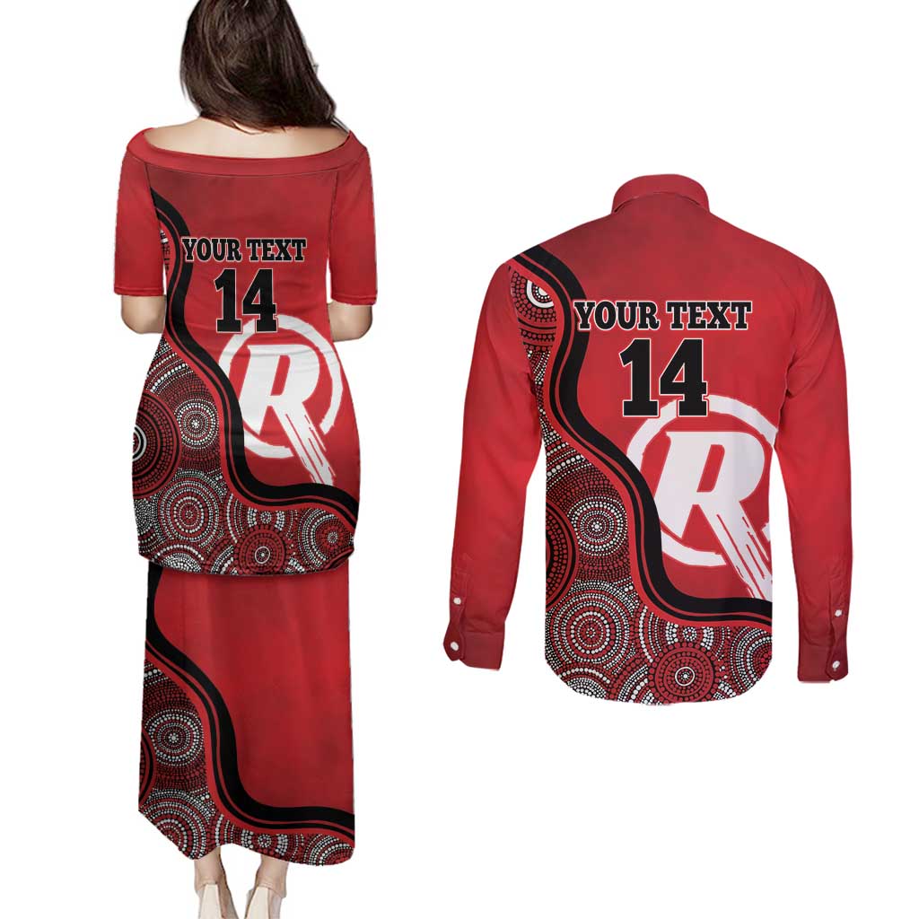 Custom Melbourne Renegades Couples Matching Puletasi and Long Sleeve Button Shirt Indigenous Art - Grunge Style