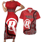 Custom Melbourne Renegades Couples Matching Short Sleeve Bodycon Dress and Hawaiian Shirt Indigenous Art - Grunge Style