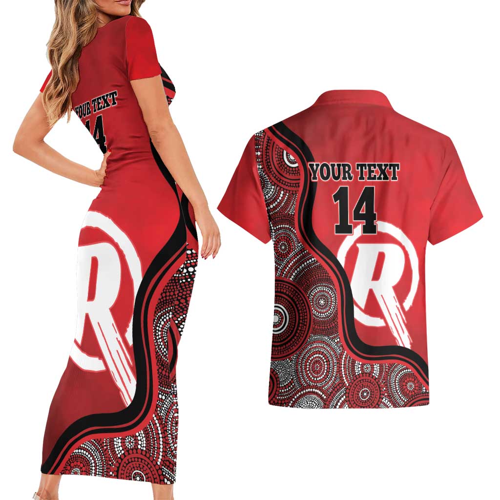 Custom Melbourne Renegades Couples Matching Short Sleeve Bodycon Dress and Hawaiian Shirt Indigenous Art - Grunge Style
