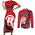Custom Melbourne Renegades Couples Matching Short Sleeve Bodycon Dress and Long Sleeve Button Shirt Indigenous Art - Grunge Style