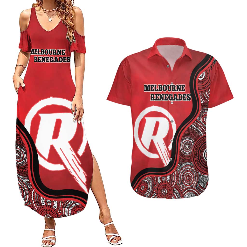 Custom Melbourne Renegades Couples Matching Summer Maxi Dress and Hawaiian Shirt Indigenous Art - Grunge Style