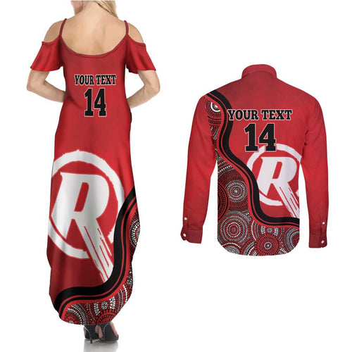 Custom Melbourne Renegades Couples Matching Summer Maxi Dress and Long Sleeve Button Shirt Indigenous Art - Grunge Style